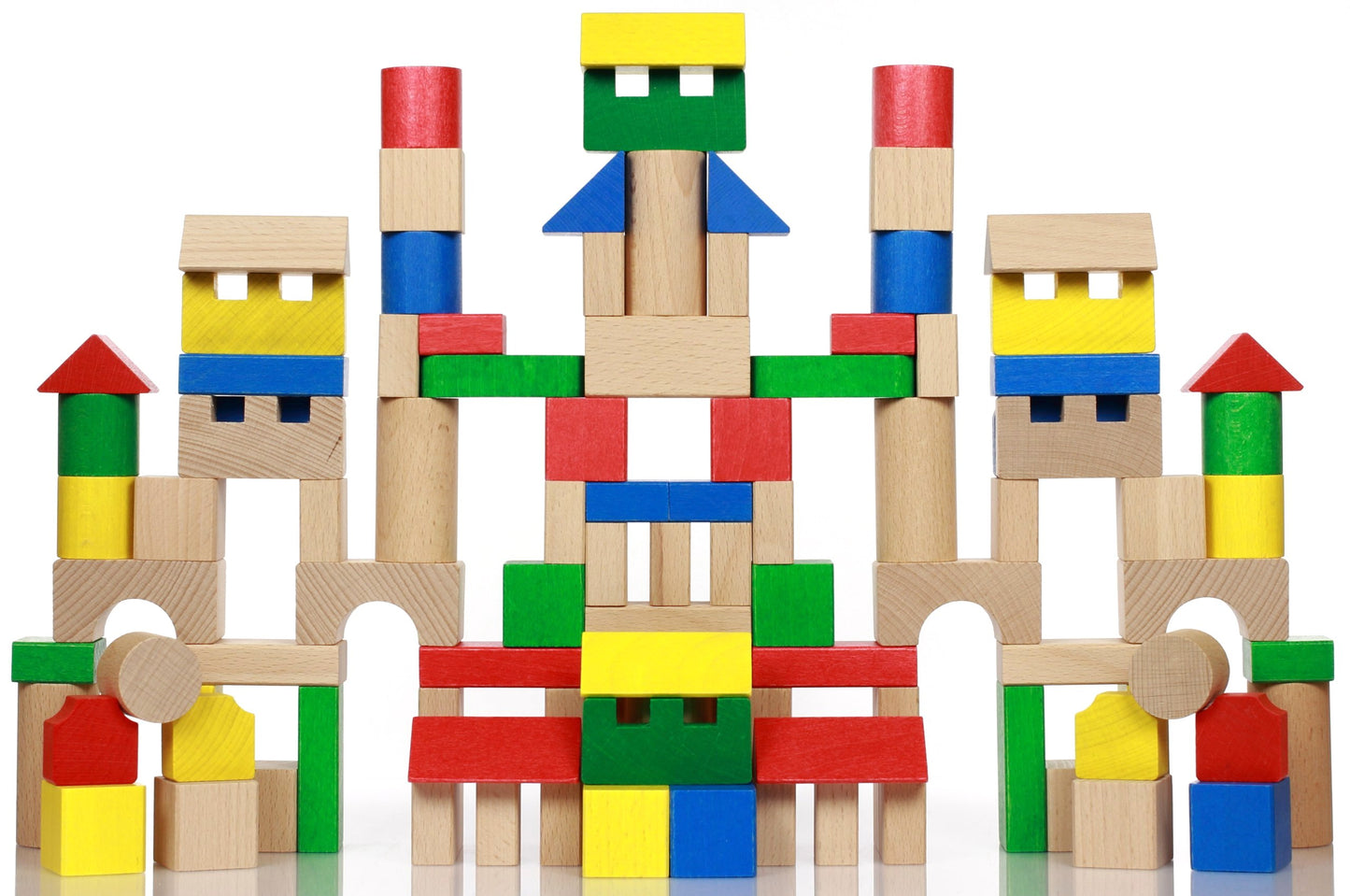 Puzzle Interactiv IDL Cube Words cu Diverse Forme, 100 Cuburi de diverse forme si culori, Ajuta la dezvoltarea creativitatii si coordonarii Mana-Ochi pentru copii, Material : Lemn, Culoare : Multicolor