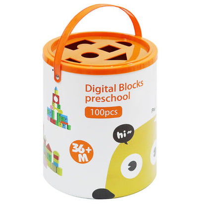 Puzzle Interactiv IDL Cube Words cu Diverse Forme, 100 Cuburi de diverse forme si culori, Ajuta la dezvoltarea creativitatii si coordonarii Mana-Ochi pentru copii, Material : Lemn, Culoare : Multicolor