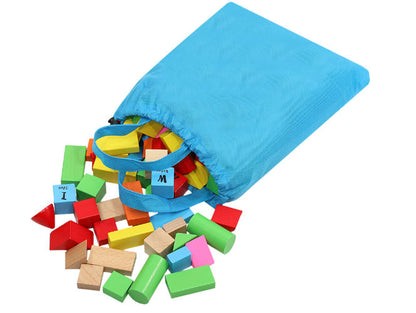 Puzzle Interactiv IDL Cube Words cu Diverse Forme, 100 Cuburi de diverse forme si culori, Ajuta la dezvoltarea creativitatii si coordonarii Mana-Ochi pentru copii, Material : Lemn, Culoare : Multicolor