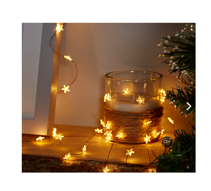 Instalatie IDL Profesionala pentru brad, 100 led-uri albe cu lumina calda prezente in contururi de stea pentru o astmosfera festiva, Fir de cupru si functionalitate pe baterii