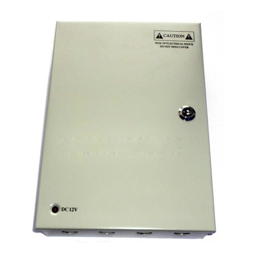 Sursa profesionala IDL de alimentare in cutie de tabla, 12V-20A, Dimensiuni 315 x 215 x 65 mm, Putere 240 W, Permite alimentarea a 18 camere de supraveghere, Culoare Metalica