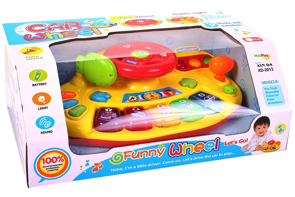 Volan interactiv idealSTORE, Dimensiuni 31.0 x 18.0 x 8.0 cm, Accesorizat cu Diverse Functii, Echipat cu butoane specifice unei masini, Culori vi care atrag atentia