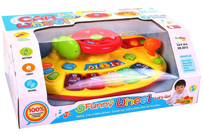 Volan interactiv idealSTORE, Dimensiuni 31.0 x 18.0 x 8.0 cm, Accesorizat cu Diverse Functii, Echipat cu butoane specifice unei masini, Culori vi care atrag atentia