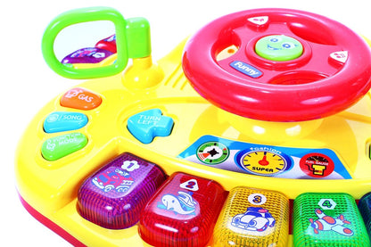 Volan interactiv idealSTORE, Dimensiuni 31.0 x 18.0 x 8.0 cm, Accesorizat cu Diverse Functii, Echipat cu butoane specifice unei masini, Culori vi care atrag atentia