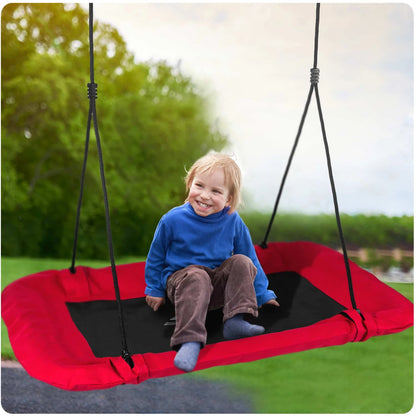 Leagan tip cuib pentru copii dreptunghiular XXL 110 x 70 cm 150 kg Neo-Sport Rosu