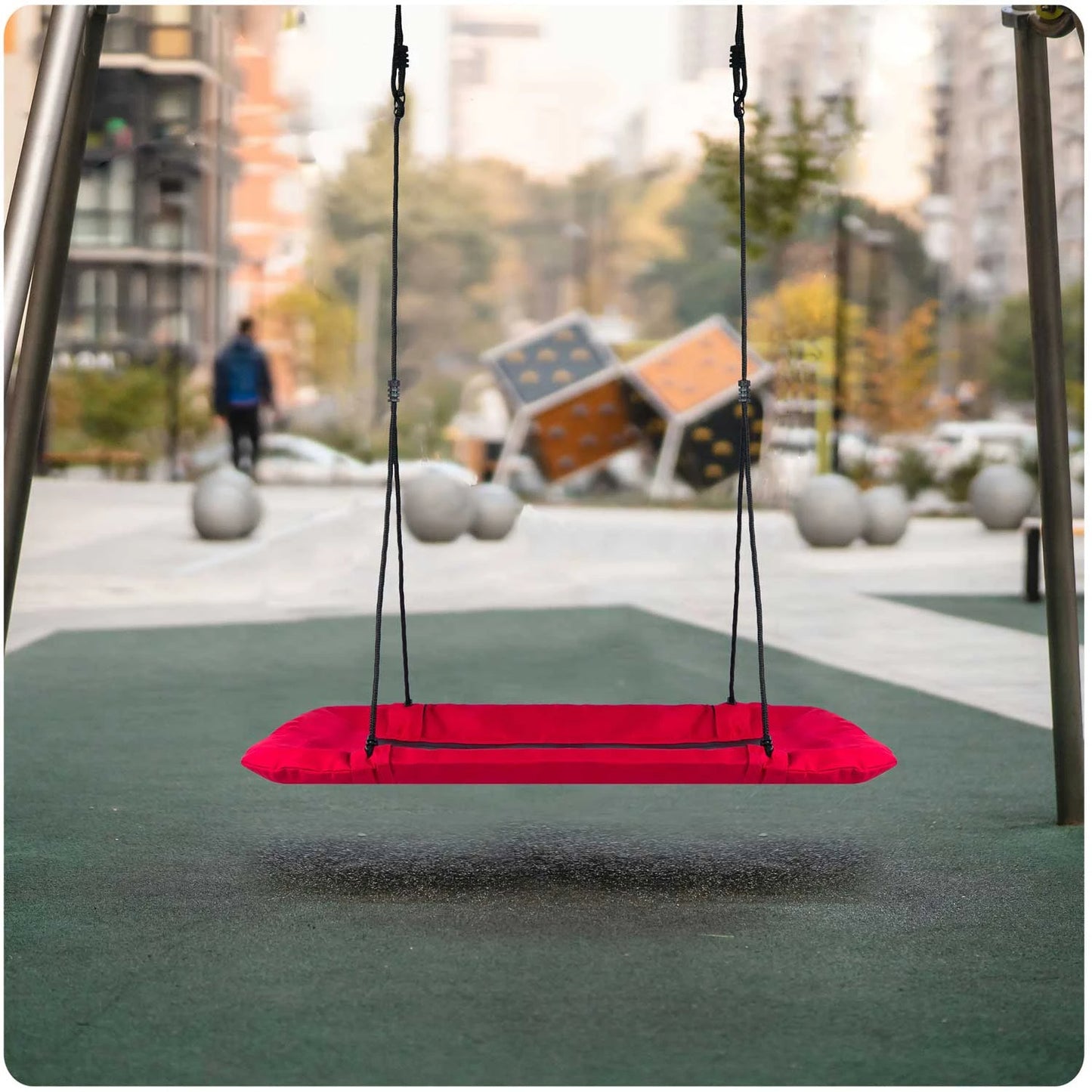 Leagan tip cuib pentru copii dreptunghiular XXL 110 x 70 cm 150 kg Neo-Sport Rosu