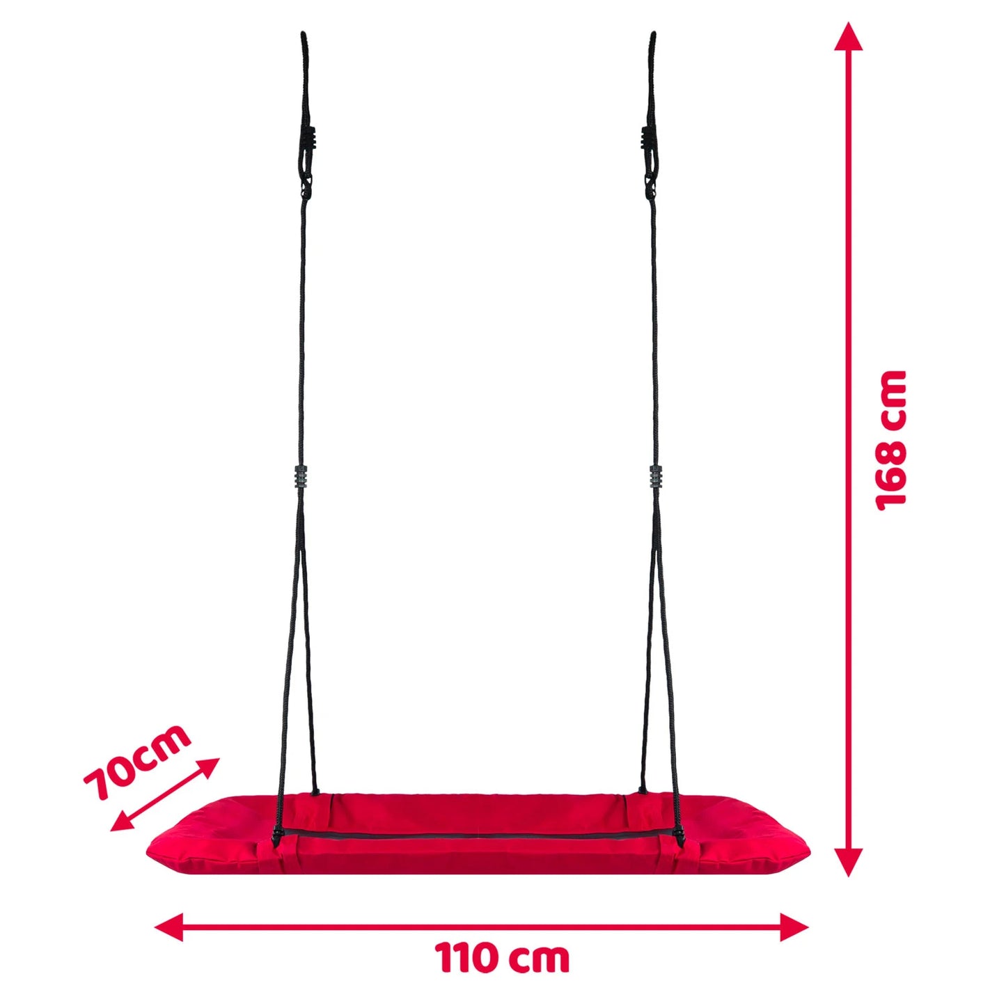 Leagan tip cuib pentru copii dreptunghiular XXL 110 x 70 cm 150 kg Neo-Sport Rosu