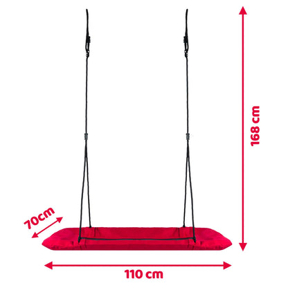 Leagan tip cuib pentru copii dreptunghiular XXL 110 x 70 cm 150 kg Neo-Sport Rosu