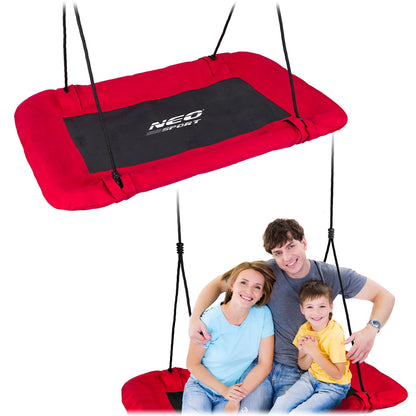 Leagan tip cuib pentru copii dreptunghiular XXL 110 x 70 cm 150 kg Neo-Sport Rosu