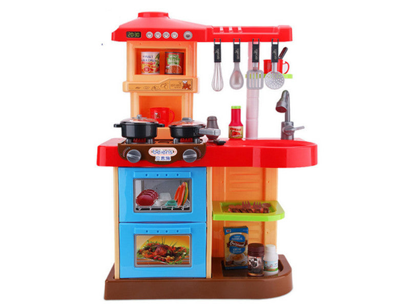 Bucatarie MULTIFUNCTIONALA Little Chef, 72 cm inaltime, Dotata cu accesorii simbolice, Cuptor pentru gatit, Masina de spalat vase, Lumini si sunete pentru dezvoltarea abilitatilor de gatire a micutilor, Multicolora