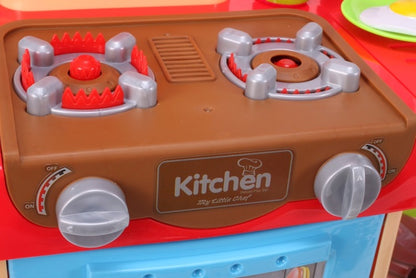 Bucatarie MULTIFUNCTIONALA Little Chef, 72 cm inaltime, Dotata cu accesorii simbolice, Cuptor pentru gatit, Masina de spalat vase, Lumini si sunete pentru dezvoltarea abilitatilor de gatire a micutilor, Multicolora