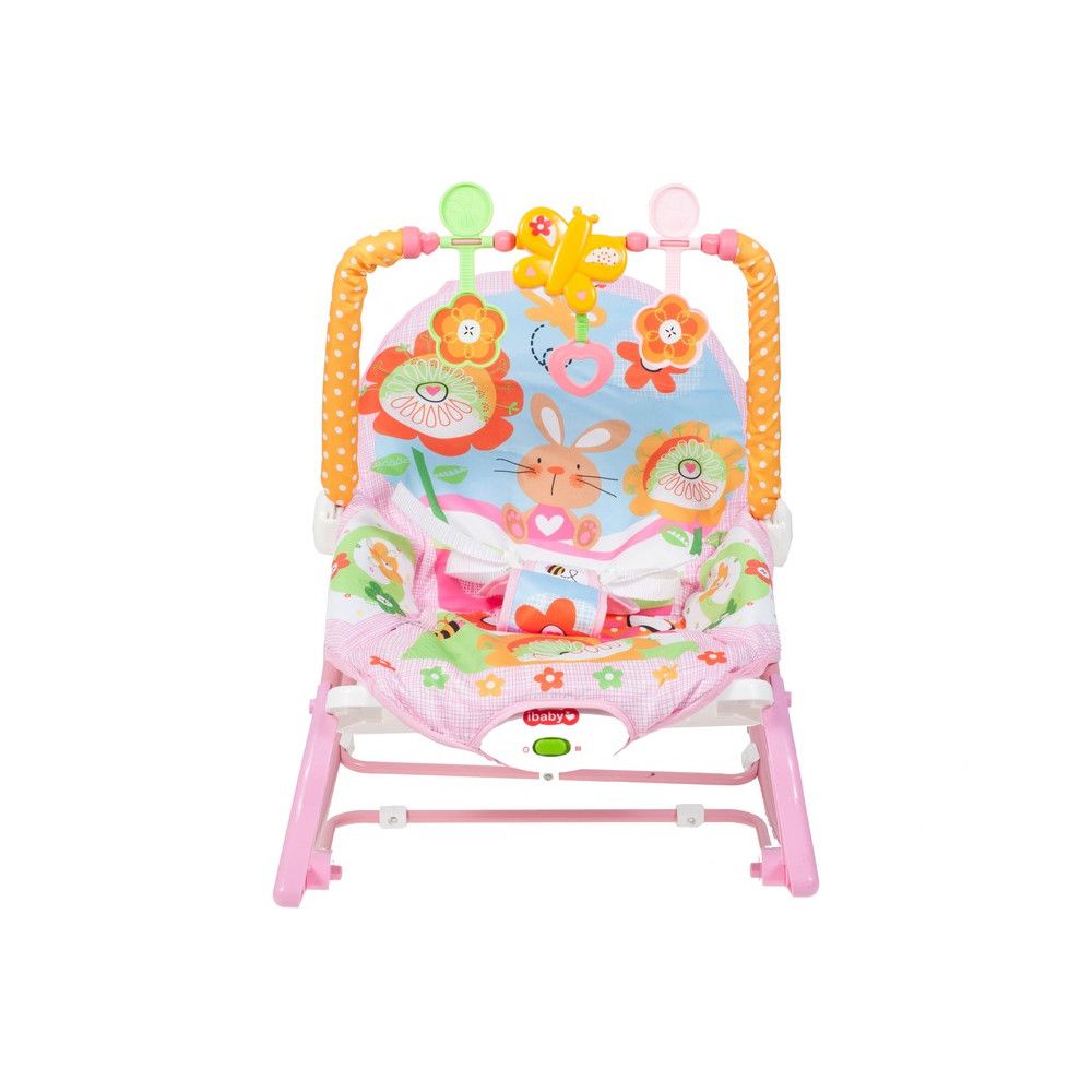 Balansoar si Scaun 3 in 1 'The Sleepy Bunny', cu Vibratii Calmante, Spatar Reglabil in Doua Trepte, Bara Detasabila cu Jucarii, Centuri de Siguranta, 0-18Kg