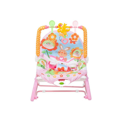 Balansoar si Scaun 3 in 1 'The Sleepy Bunny', cu Vibratii Calmante, Spatar Reglabil in Doua Trepte, Bara Detasabila cu Jucarii, Centuri de Siguranta, 0-18Kg