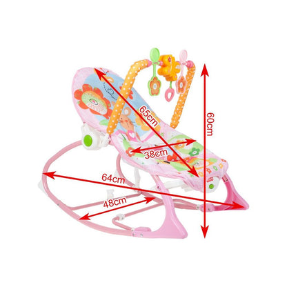 Balansoar si Scaun 3 in 1 'The Sleepy Bunny', cu Vibratii Calmante, Spatar Reglabil in Doua Trepte, Bara Detasabila cu Jucarii, Centuri de Siguranta, 0-18Kg