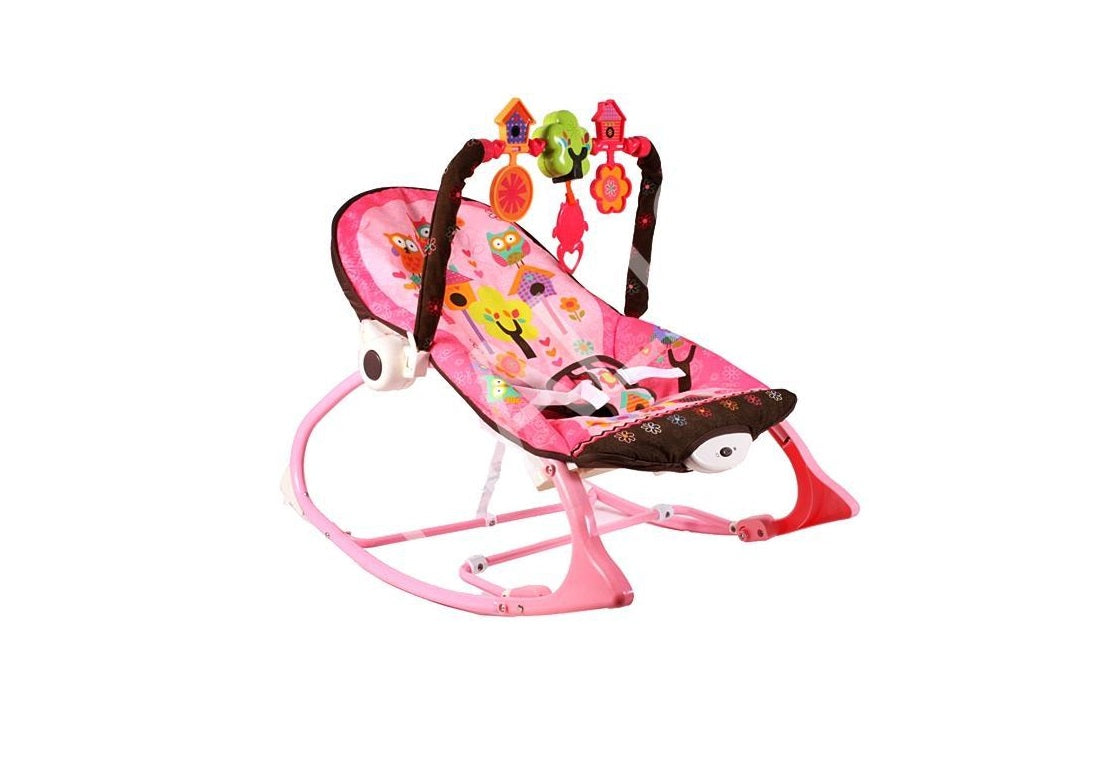Balansoar IDL Junior Baby Princess cu Vibratii si Muzica, Culoare Roz-Maro, Material Moale pentru un confort sporit, Rezistenta indelungata, Accesorizat cu jucarii