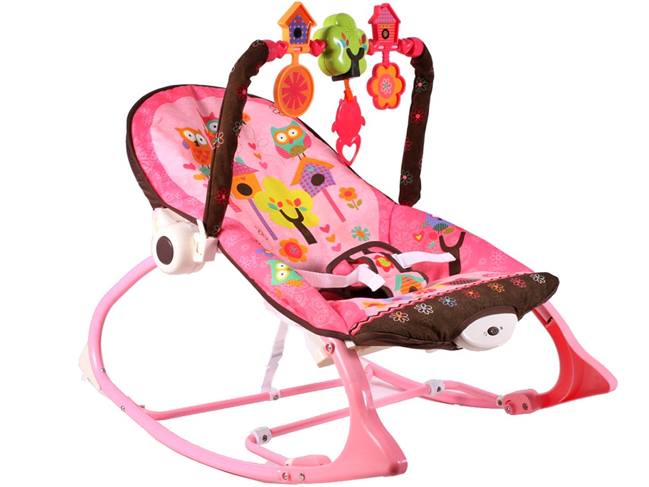 Balansoar IDL Junior Baby Princess cu Vibratii si Muzica, Culoare Roz-Maro, Material Moale pentru un confort sporit, Rezistenta indelungata, Accesorizat cu jucarii