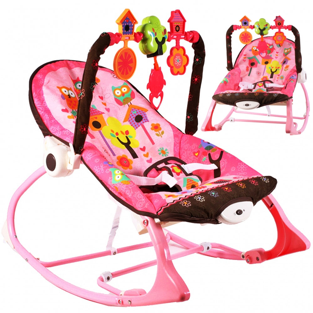 Balansoar IDL Junior Baby Princess cu Vibratii si Muzica, Culoare Roz-Maro, Material Moale pentru un confort sporit, Rezistenta indelungata, Accesorizat cu jucarii