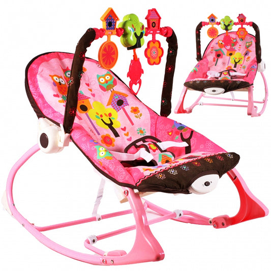 Balansoar IDL Junior Baby Princess cu Vibratii si Muzica, Culoare Roz-Maro, Material Moale pentru un confort sporit, Rezistenta indelungata, Accesorizat cu jucarii