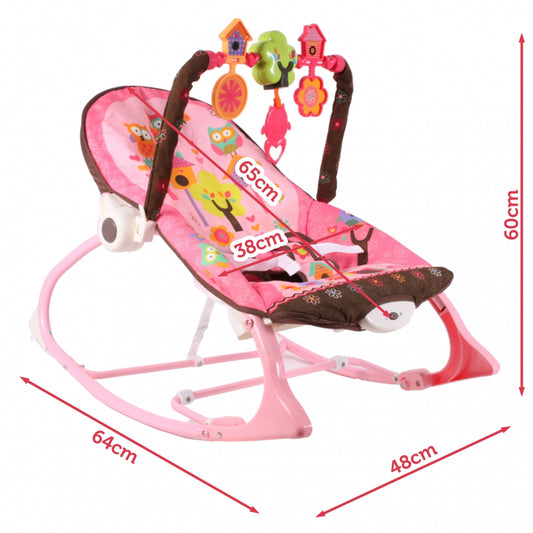 Balansoar IDL Junior Baby Princess cu Vibratii si Muzica, Culoare Roz-Maro, Material Moale pentru un confort sporit, Rezistenta indelungata, Accesorizat cu jucarii