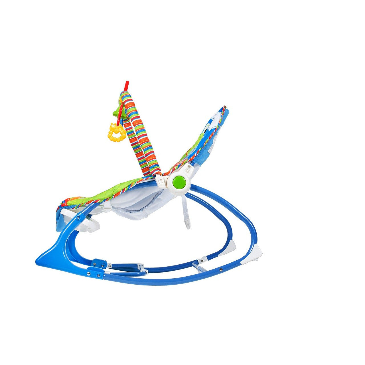 Balansoar si scaun iBaby 2 in 1 cu vibratii si sunete pentru copii, 0-18kg, Centru de activitati cu jucarii detasabile, Husa lavabila, Curea de siguranta in 3 puncte, Cadru metalic, Happy Frog