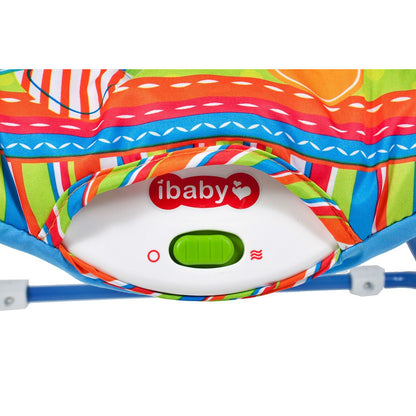 Balansoar si scaun iBaby 2 in 1 cu vibratii si sunete pentru copii, 0-18kg, Centru de activitati cu jucarii detasabile, Husa lavabila, Curea de siguranta in 3 puncte, Cadru metalic, Happy Frog