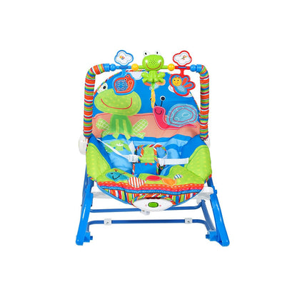 Balansoar si scaun iBaby 2 in 1 cu vibratii si sunete pentru copii, 0-18kg, Centru de activitati cu jucarii detasabile, Husa lavabila, Curea de siguranta in 3 puncte, Cadru metalic, Happy Frog