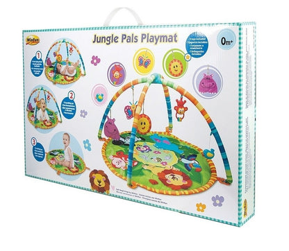 Centru de activitati Tip Covoras Interactiv 3 in 1 idealStore Baby Jungle Fantasy, Adaptat la cele mai importante 3 etape ale dezvoltarii copilului, Accesorizat cu jucarii ce pot fi atarnate la diferite inaltimi si detasabile, Dezvolta abilitati cognitive