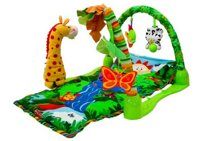 Centru activitati tip covoras Interactiv IDL Jungla Mea , Pentru bebelusi, Dezvolta abilitati motorii, imaginatie, stimuleaza simturile precum si invatarea prin descoperire, Multitudine de accesori , Oglinda pentru copil
