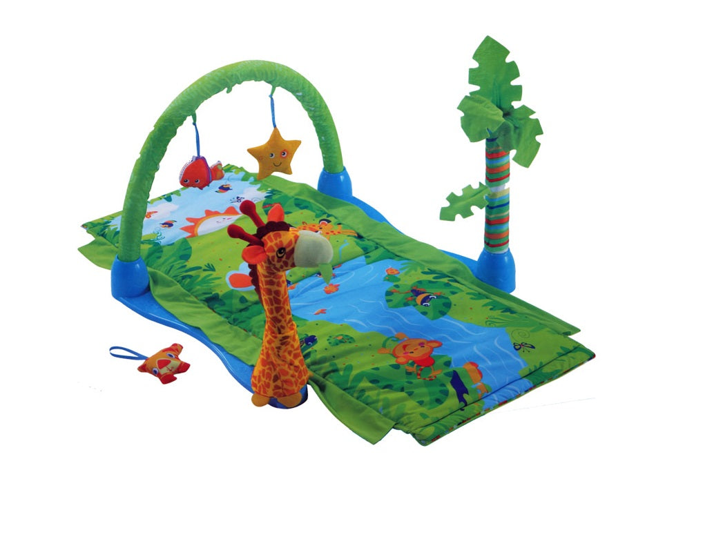 Centru activitati tip covoras Interactiv IDL Jungla Mea , Pentru bebelusi, Dezvolta abilitati motorii, imaginatie, stimuleaza simturile precum si invatarea prin descoperire, Multitudine de accesori , Oglinda pentru copil