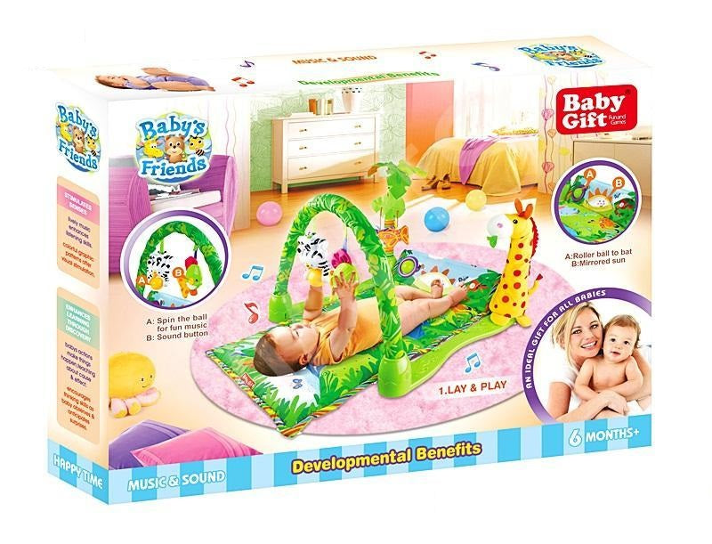 Centru activitati tip covoras Interactiv IDL Jungla Mea , Pentru bebelusi, Dezvolta abilitati motorii, imaginatie, stimuleaza simturile precum si invatarea prin descoperire, Multitudine de accesori , Oglinda pentru copil