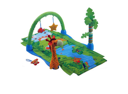 Centru activitati tip covoras Interactiv IDL Jungla Mea , Pentru bebelusi, Dezvolta abilitati motorii, imaginatie, stimuleaza simturile precum si invatarea prin descoperire, Multitudine de accesori , Oglinda pentru copil