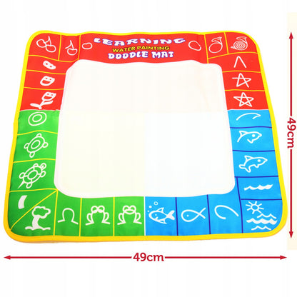 Covoras creativ pentru pictura idealSTORE LEARNING KIDS, Dimensiuni 49 x 49 cm, Echipat cu accesorii specifice si figurine din spuma, Reutilizabil