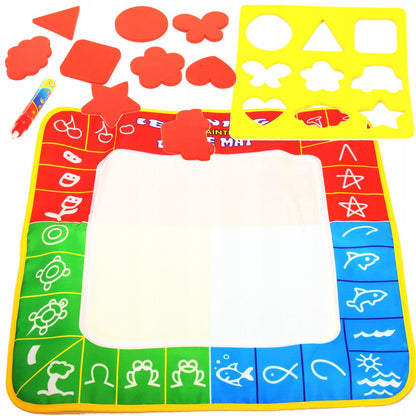 Covoras creativ pentru pictura idealSTORE LEARNING KIDS, Dimensiuni 49 x 49 cm, Echipat cu accesorii specifice si figurine din spuma, Reutilizabil