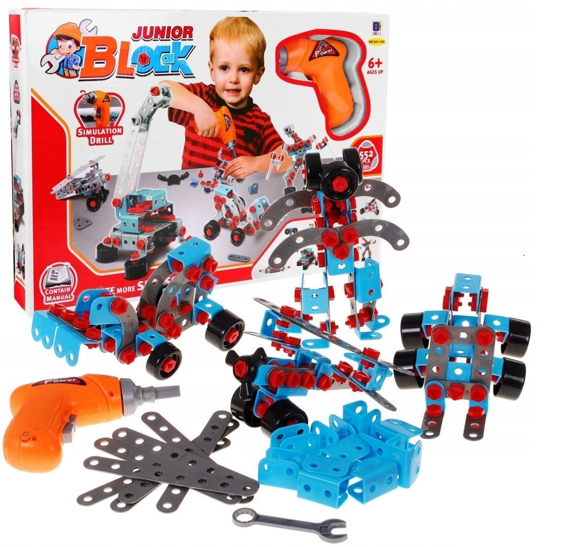 Set de constructie IDL Junior Block, Foarte prietenos, Echipat cu 550 De Elemente ce le permite micutilor sa creeze diverse constructii jongland cu piesele dupa vointa lor, Ajuta la dezvoltarea capacitatilor de coordonare si sporeste imaginatia