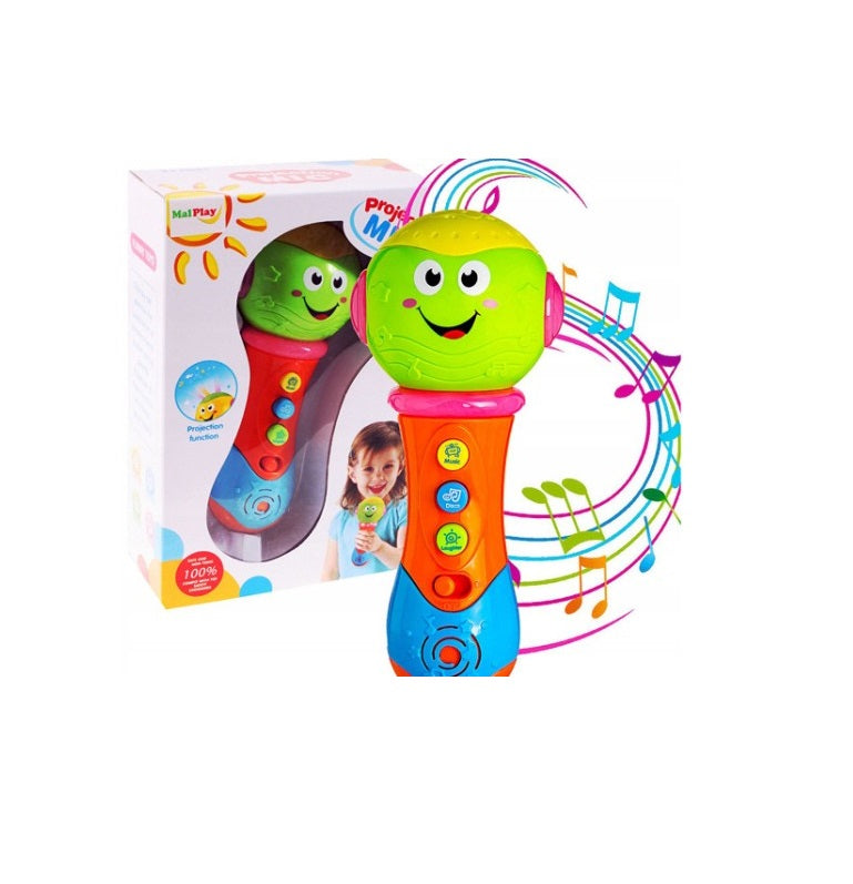 Microfon idealSTORE THE LITTLE SINGER Dimensiuni 20 x 12 x 6.5 cm, Ideal pentru micutii cantareti, Echipat cu butoane functionale ce garanteaza distractia, Culoare Verde-Portocaliu