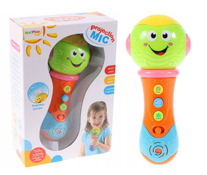 Microfon idealSTORE THE LITTLE SINGER Dimensiuni 20 x 12 x 6.5 cm, Ideal pentru micutii cantareti, Echipat cu butoane functionale ce garanteaza distractia, Culoare Verde-Portocaliu