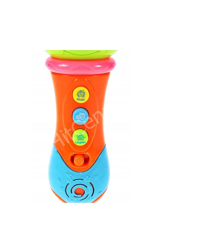 Microfon idealSTORE THE LITTLE SINGER Dimensiuni 20 x 12 x 6.5 cm, Ideal pentru micutii cantareti, Echipat cu butoane functionale ce garanteaza distractia, Culoare Verde-Portocaliu