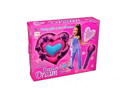 Set Karaoke idealSTORE Dazzlers Dream, Echipat cu difuzor in forma de inima, microfon detasabil, trepied cu inaltime reglabila, telecomanda stil fluture, Conexiune MP3, Stimuleaza imaginatia