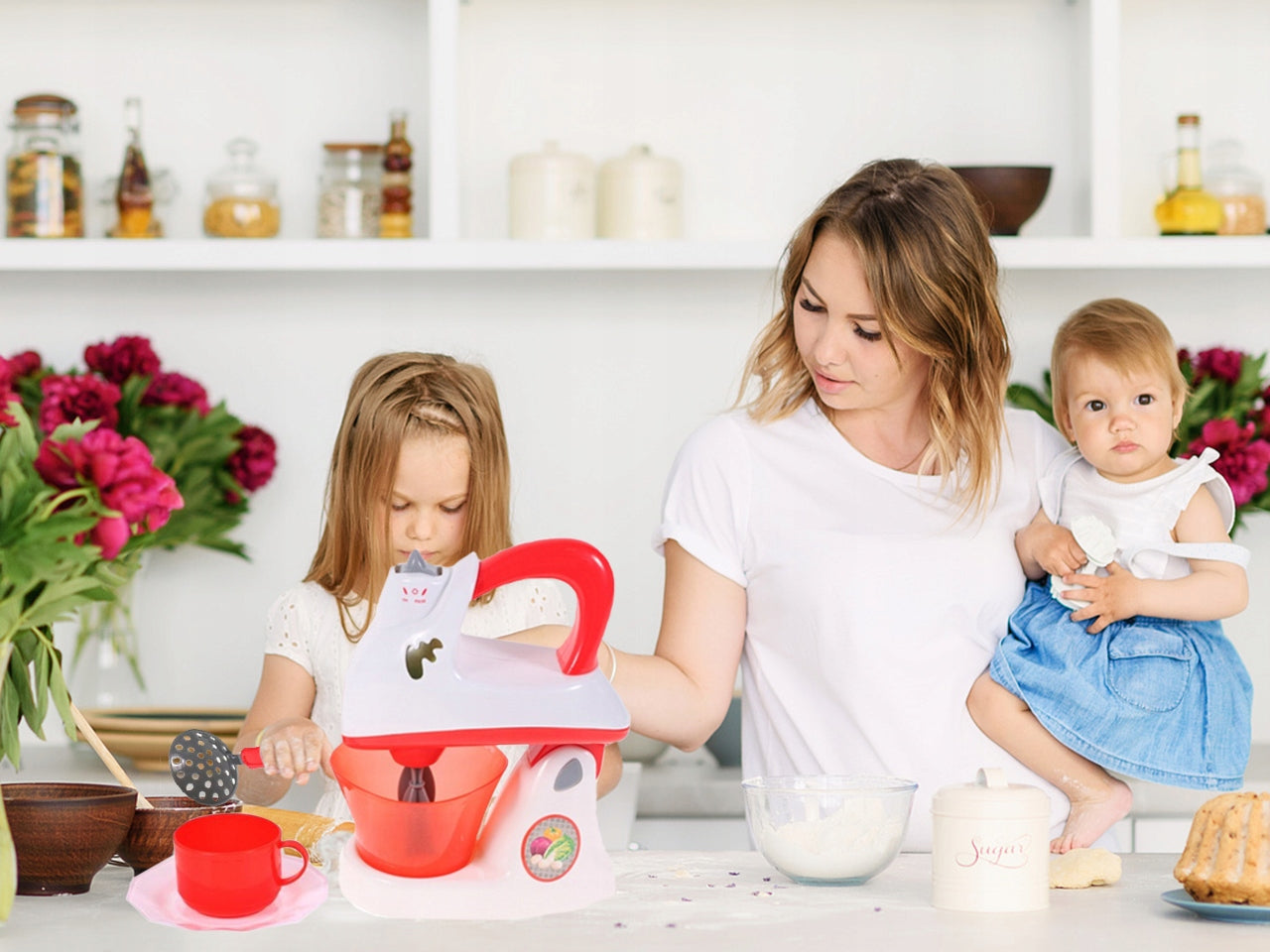 Mixer de jucarie idealStore Mixer Cook, cu sunet specific si lumini, rotire, functie Pulse, mod manual si automat