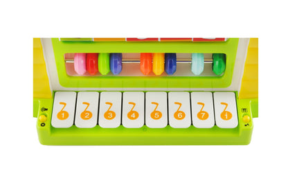 Cutie Muzicala My Little Lullaby cu Pian, Forme Geometrice, Luminite, Usa cu cheita, dimensiune 23x22,5x22cm, Multicolora