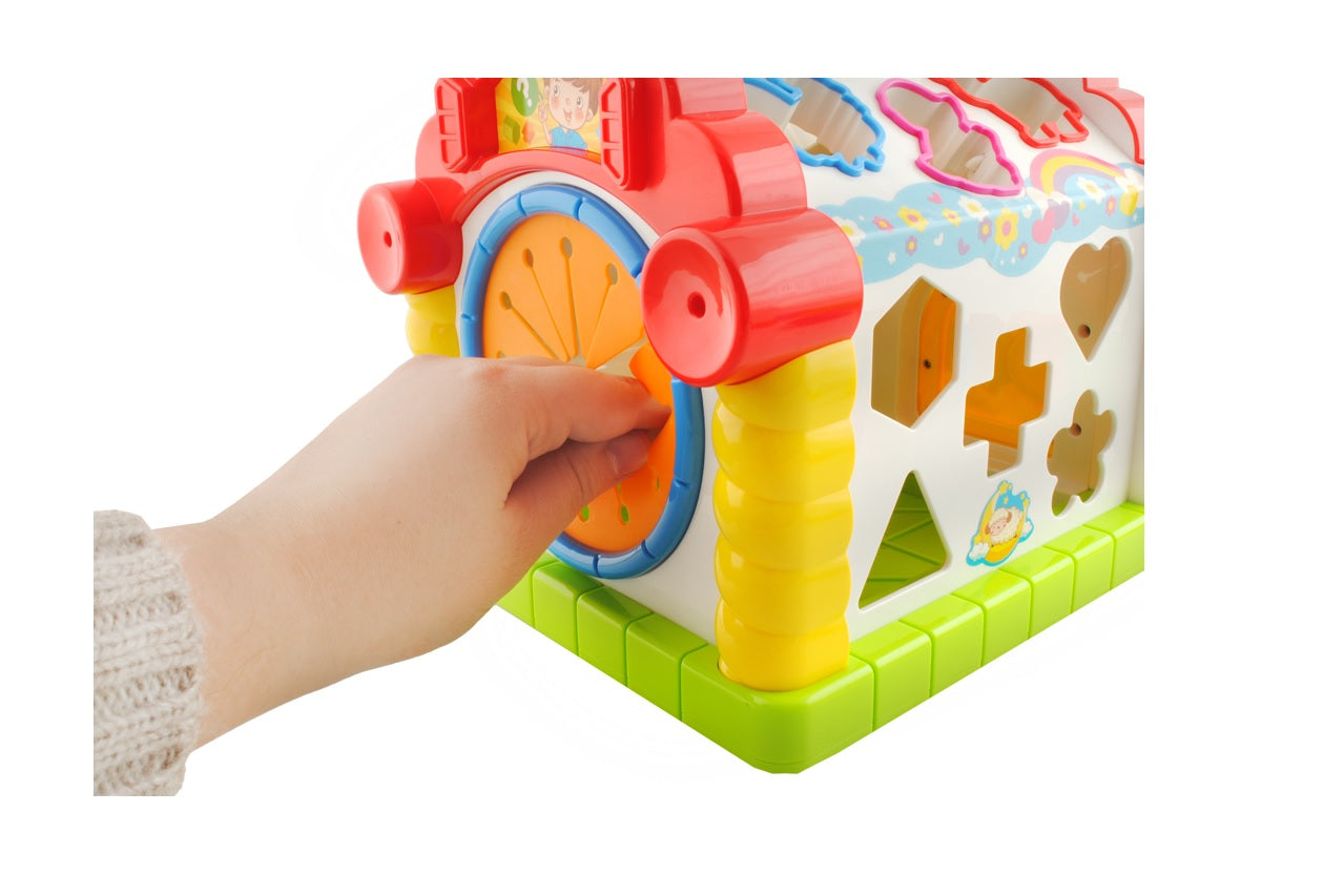 Cutie Muzicala My Little Lullaby cu Pian, Forme Geometrice, Luminite, Usa cu cheita, dimensiune 23x22,5x22cm, Multicolora