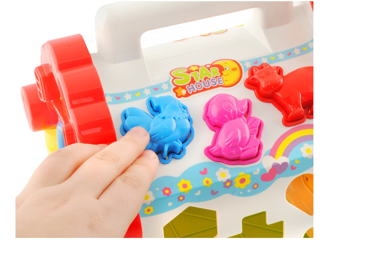 Cutie Muzicala My Little Lullaby cu Pian, Forme Geometrice, Luminite, Usa cu cheita, dimensiune 23x22,5x22cm, Multicolora