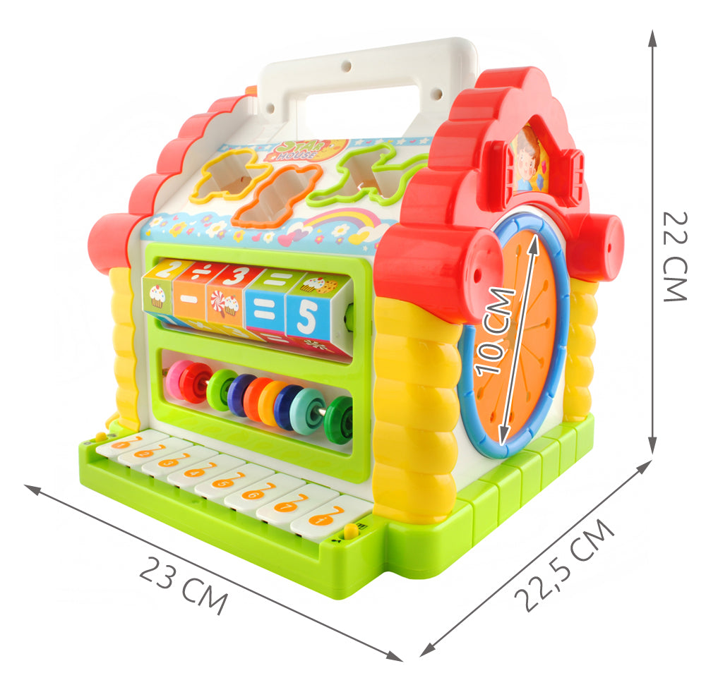 Cutie Muzicala My Little Lullaby cu Pian, Forme Geometrice, Luminite, Usa cu cheita, dimensiune 23x22,5x22cm, Multicolora