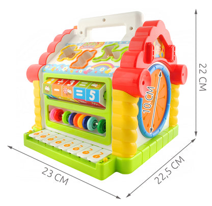 Cutie Muzicala My Little Lullaby cu Pian, Forme Geometrice, Luminite, Usa cu cheita, dimensiune 23x22,5x22cm, Multicolora