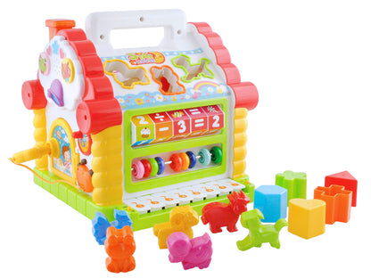 Cutie Muzicala My Little Lullaby cu Pian, Forme Geometrice, Luminite, Usa cu cheita, dimensiune 23x22,5x22cm, Multicolora