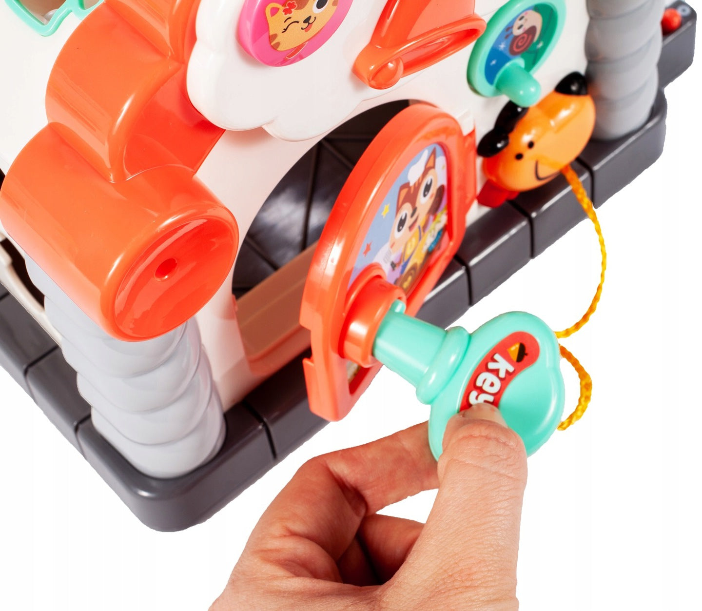 Casuta interactiva idealStore Multi-house, cu Pian, Abac, Figurine, Cheie si usa, Dezvolta Gandirea Logica