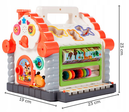 Casuta interactiva idealStore Multi-house, cu Pian, Abac, Figurine, Cheie si usa, Dezvolta Gandirea Logica