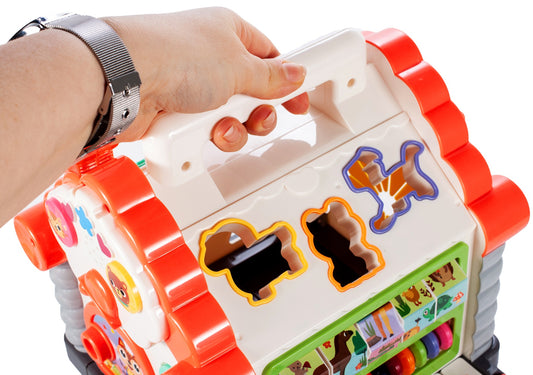 Casuta interactiva idealStore Multi-house, cu Pian, Abac, Figurine, Cheie si usa, Dezvolta Gandirea Logica