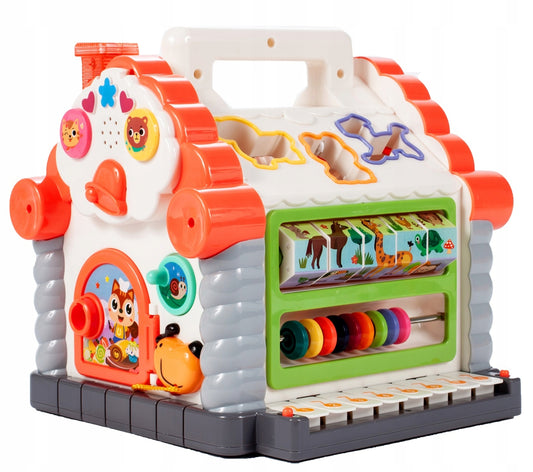 Casuta interactiva idealStore Multi-house, cu Pian, Abac, Figurine, Cheie si usa, Dezvolta Gandirea Logica