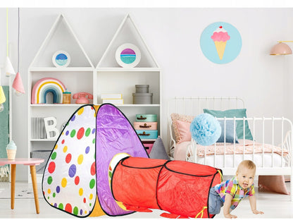 Cort de joaca pentru copii RED CATERPILLAR format dintr-un iglou cu dimensiunile 68 x 68 x 92 cm si un tunel 105 x 41 x 41 cm, Usor de asamblat, Fabricat din material sintectic si durabil, Ce garanteaza ore intregi de distractie
